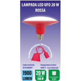 LAMPADA TIPO UFO COLORE ROSSO